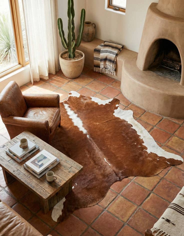 Detail image of 5' 4 x 6' 1 Cowhide Leather Rug