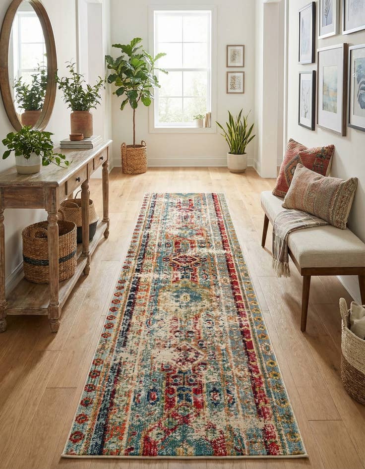 Detail image of 2' 7 x 10'  Washable Santa Fe Runner Rug