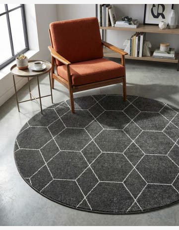 5' 3 x 5' 3 Trellis Frieze Round Rug