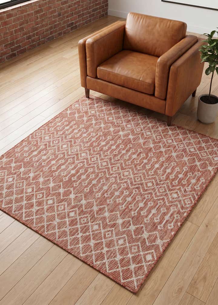 5' 3 x 5' 3 Easy-Clean Lattice Indoor / Outdoor Square Rug