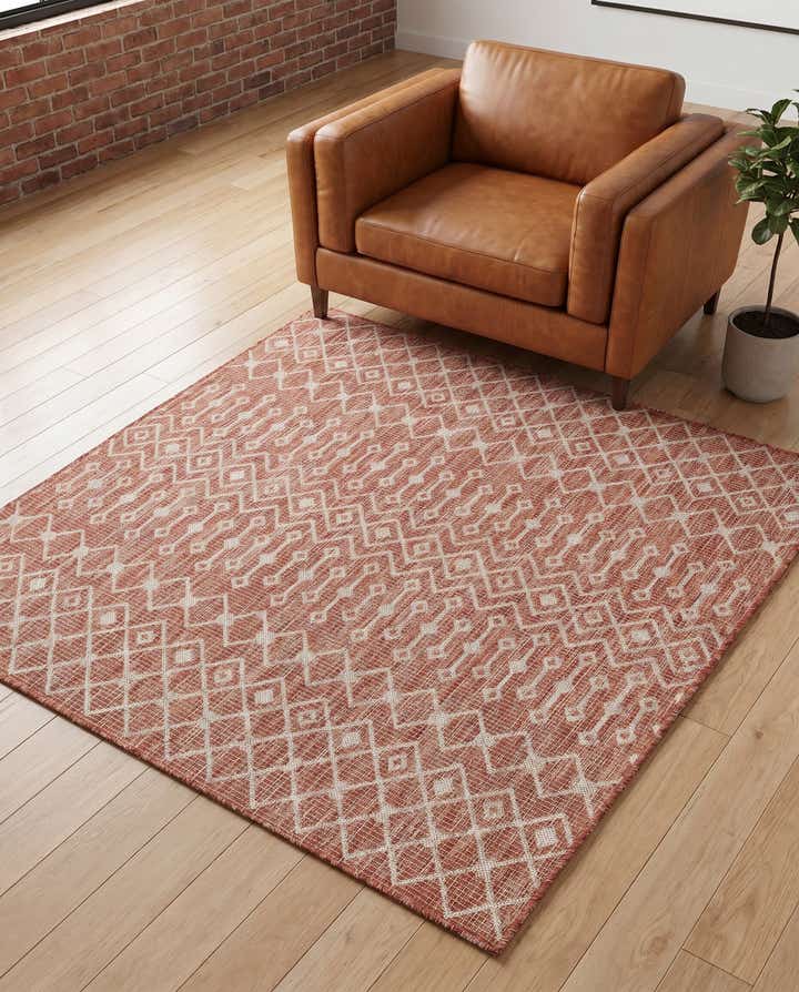5' 3 x 5' 3 Easy-Clean Lattice Indoor / Outdoor Square Rug
