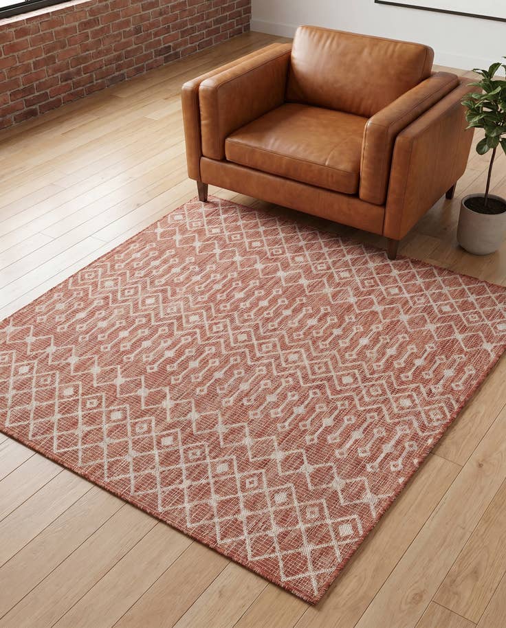 Detail image of 5' 3 x 5' 3 Easy-Clean Lattice Indoor / Outdoor Square Rug