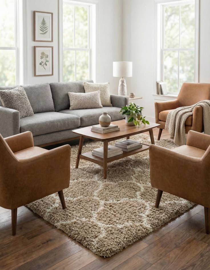 Detail image of 7' 10 x 7' 10 Trellis Shag Square Rug