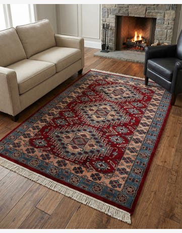4' 2 x 5' 8 Hand Knotted Kazak Oriental Wool Rug