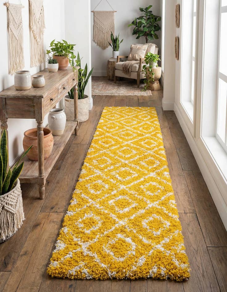 Detail image of 2' x 8' Trellis Shag Runner Rug