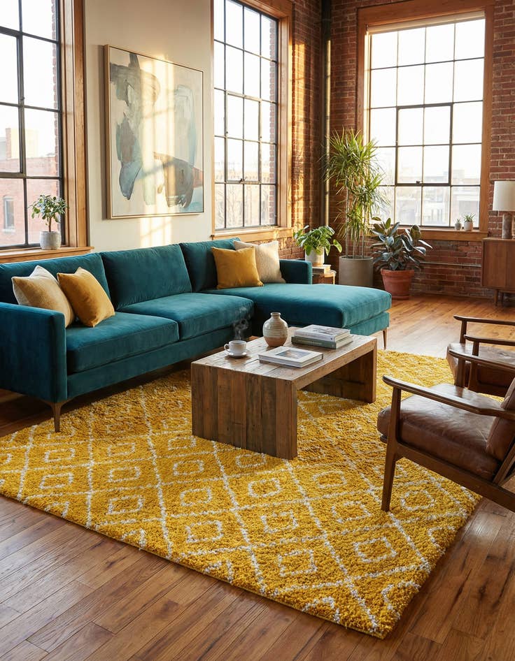 Detail image of 10' x 13' Trellis Shag Rug