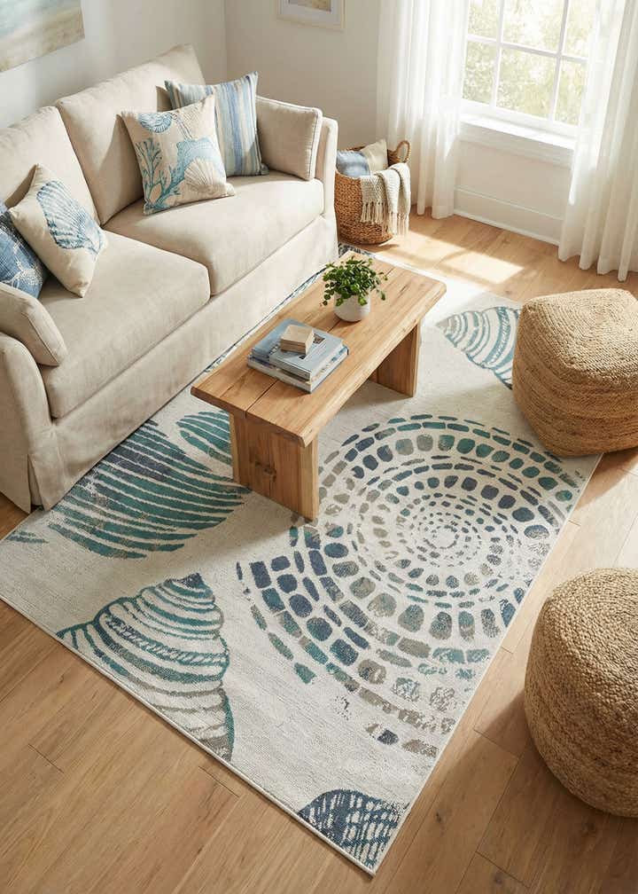 5' 3 x 8' Easy-Clean Coastal Indoor / Outdoor Rug