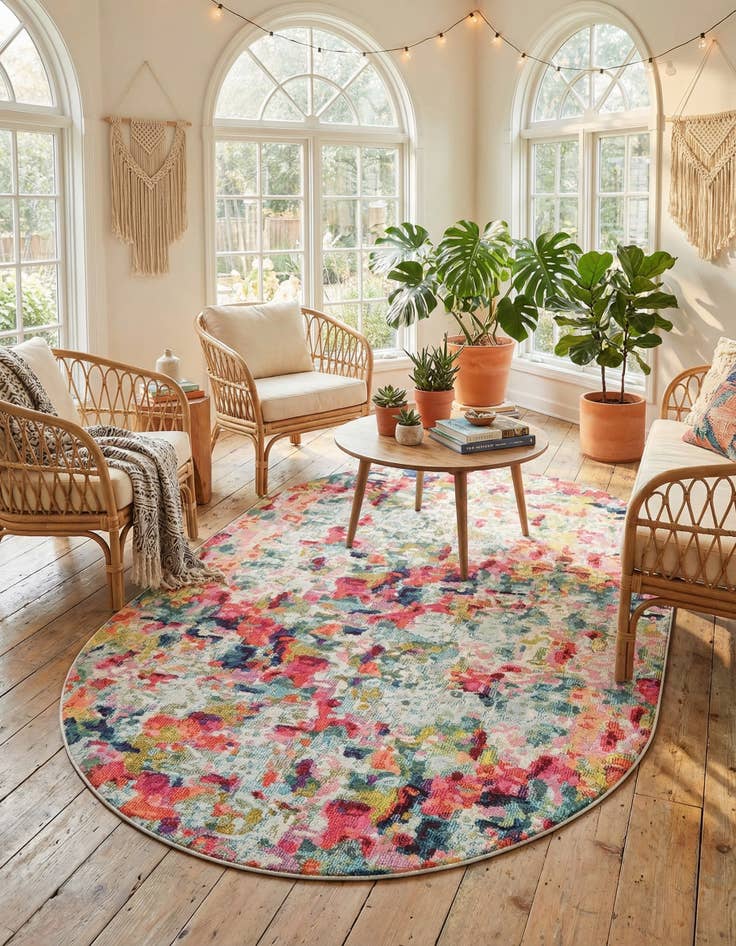 Detail image of 5' 3 x 8'  Washable Spectrum Oval Rug