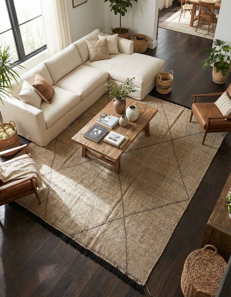 Detail image of 9' 3 x 9' 8 Hand Knotted Moroccan Wool Square Rug