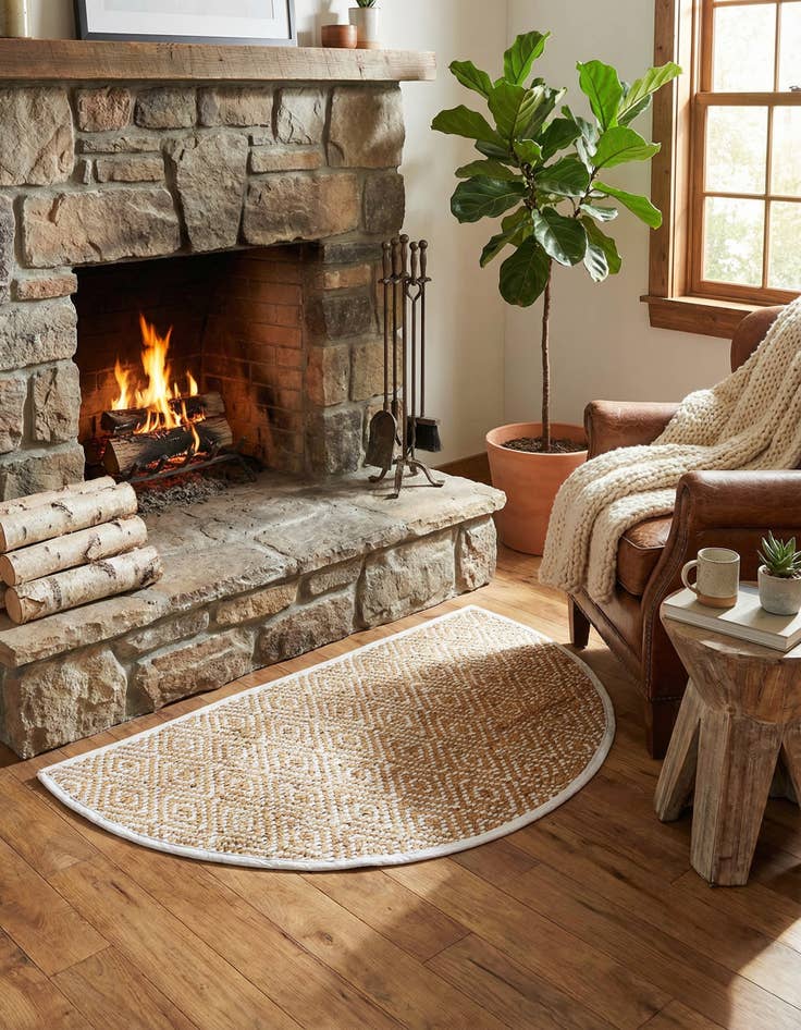 Detail image of 2' 7 x 4'  Hand Woven Braided Jute Hearth Rug