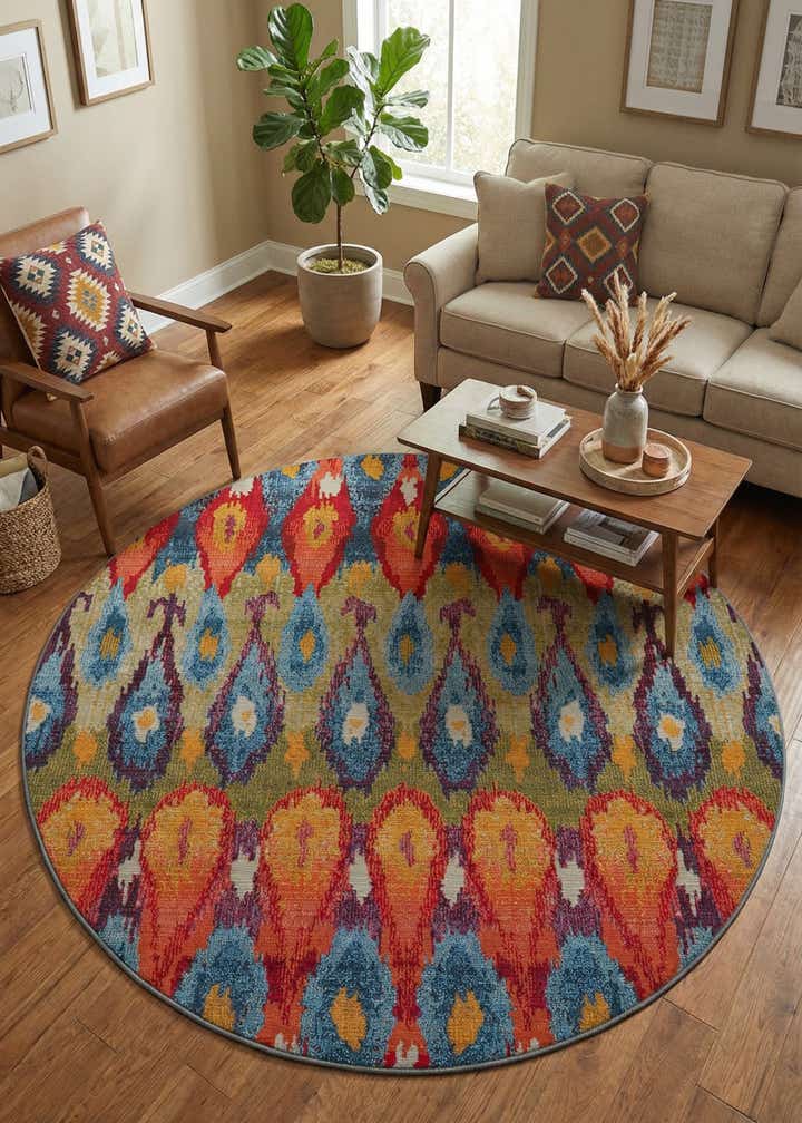6' x 6' Easy-Clean Modern Indoor / Outdoor Round Rug