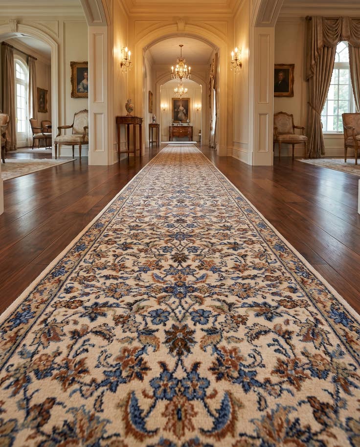 Detail image of 2' 7 x 100' Kashan Design Runner Rug