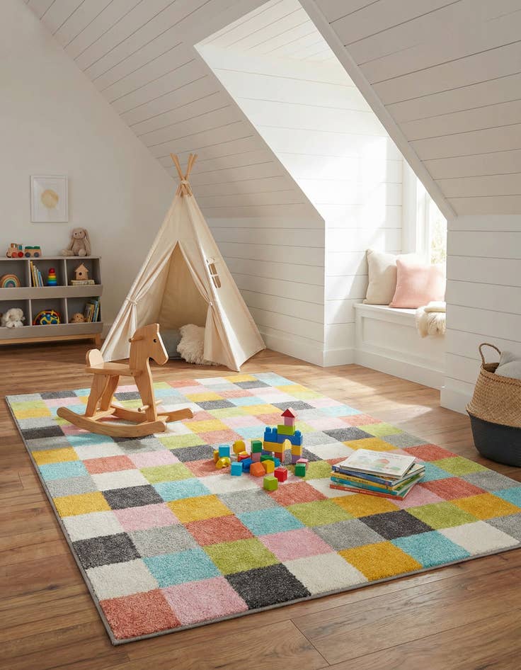 Detail image of 3' 11 x 5' 11 Checkered Whimsy Kids Rug