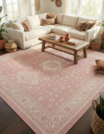 13' x 13' Easy-Clean Aztec Indoor / Outdoor Square Rug