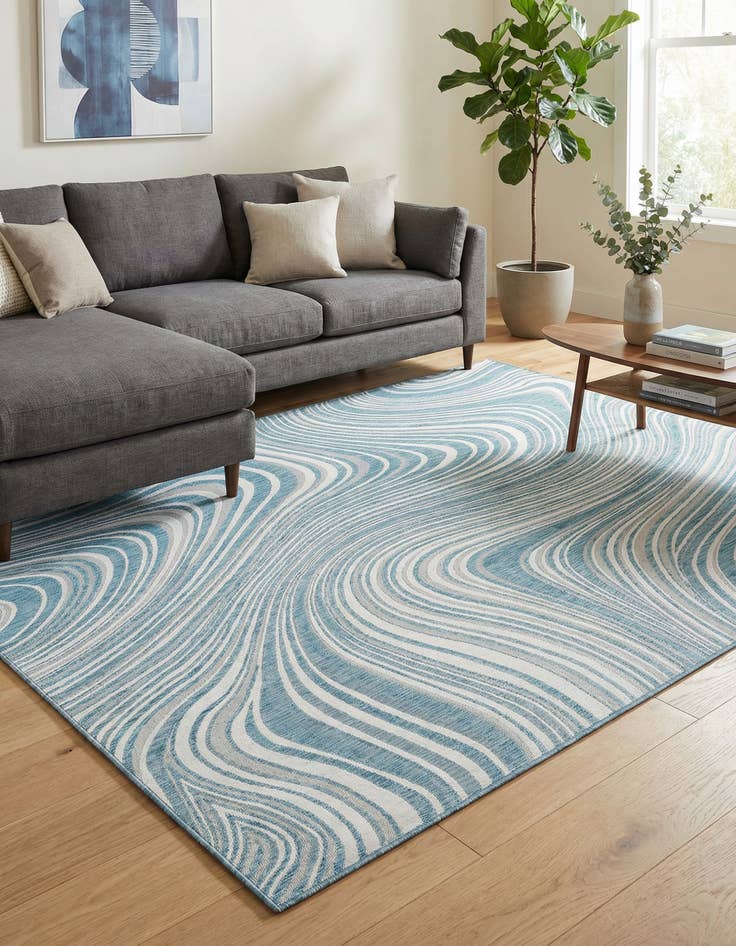 Detail image of 7' 10 x 11'  Washable Modern Indoor / Outdoor Rug