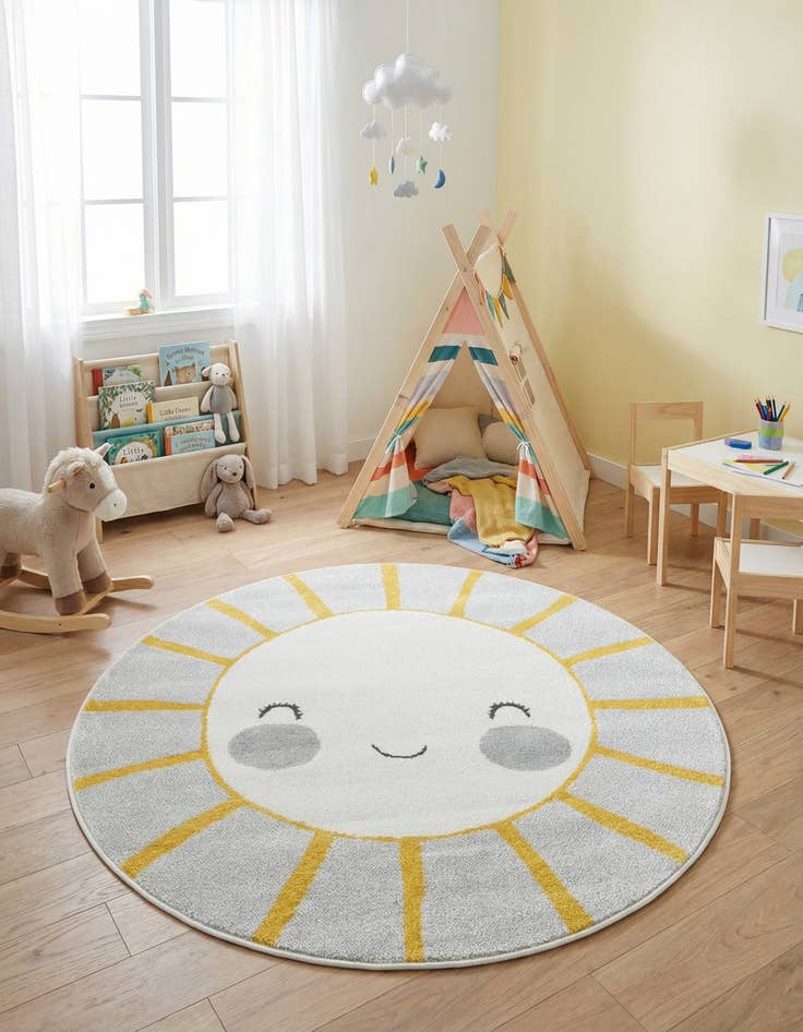 Detail image of 6' 1 x 6' 1 Sun Whimsy Kids Round Rug