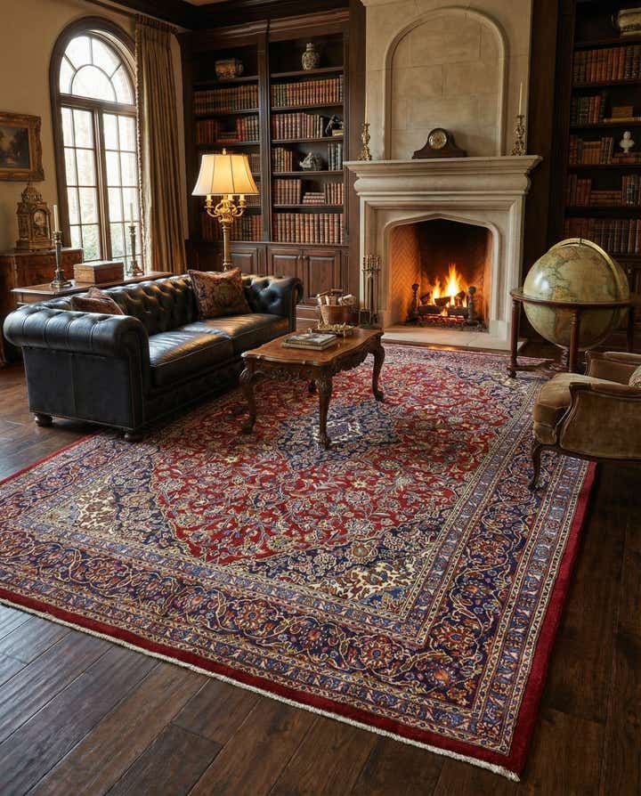 9' 7 x 13' 2 Hand Knotted Mashad Persian Wool Rug