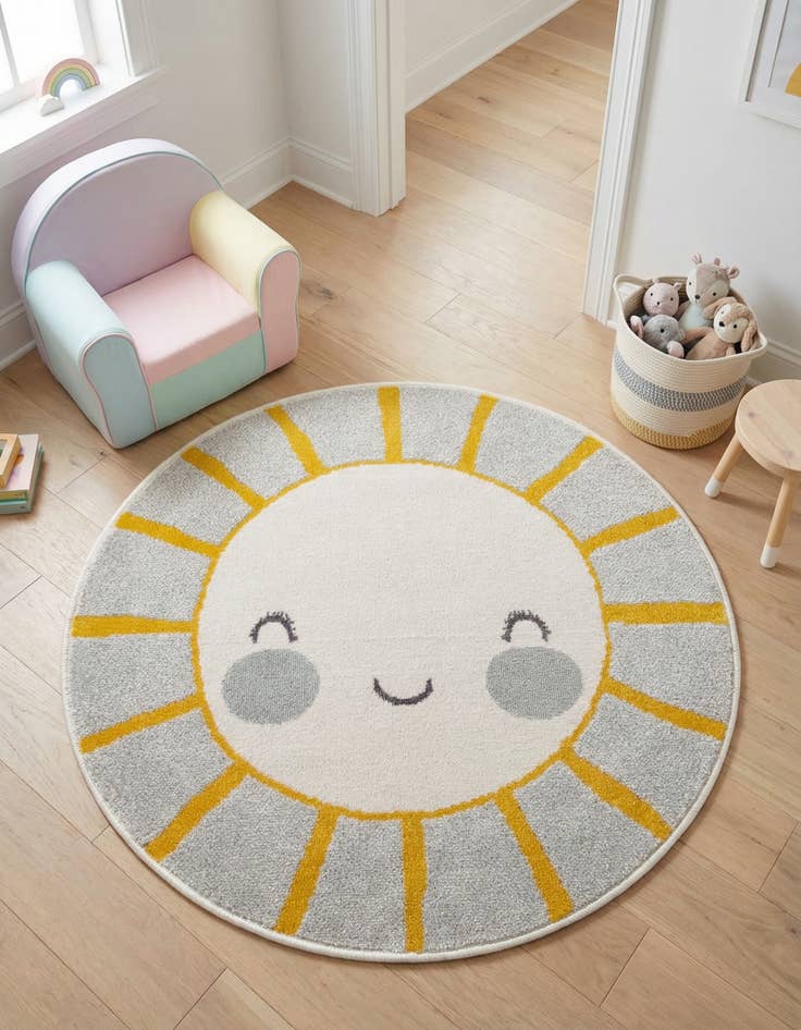 Detail image of 3' 3 x 3' 3 Sun Whimsy Kids Round Rug