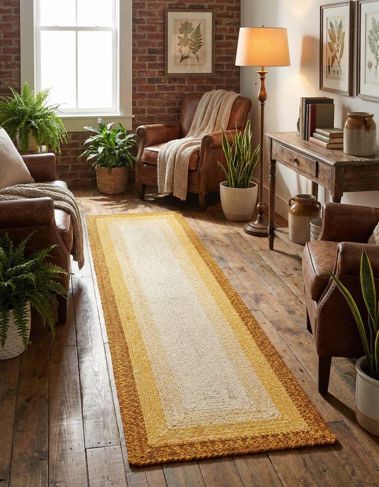 Detail image of 2' x 6' 1 Handmade Hand Braided Wool Runner Rug