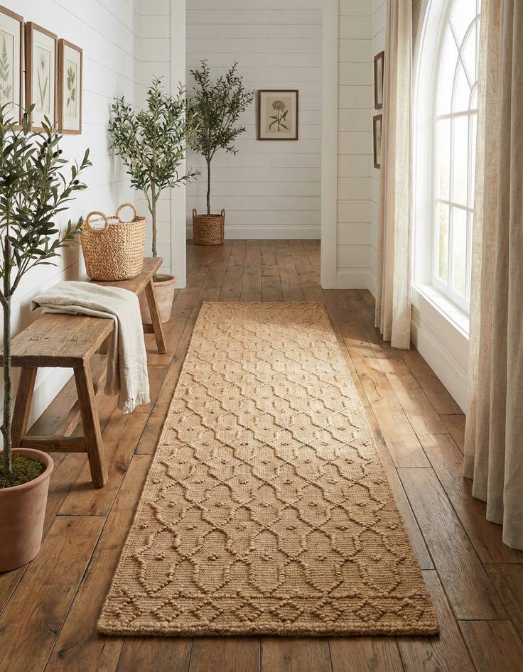 Detail image of 2' 7 x 9' 10 Hand Woven Larsa Jute Runner Rug