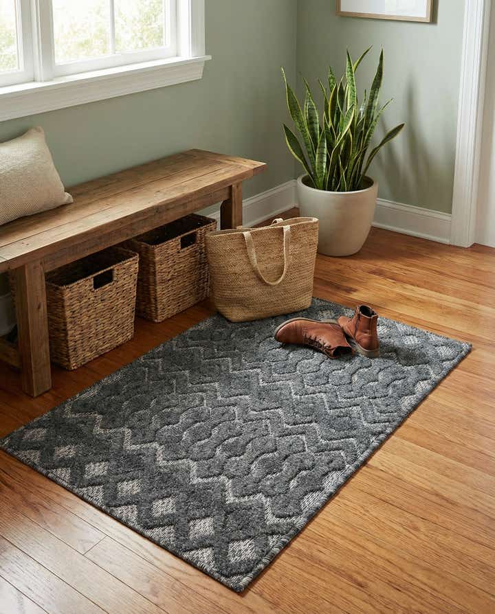 2' x 3' Easy-Clean Trellis Textured Indoor / Outdoor Rug