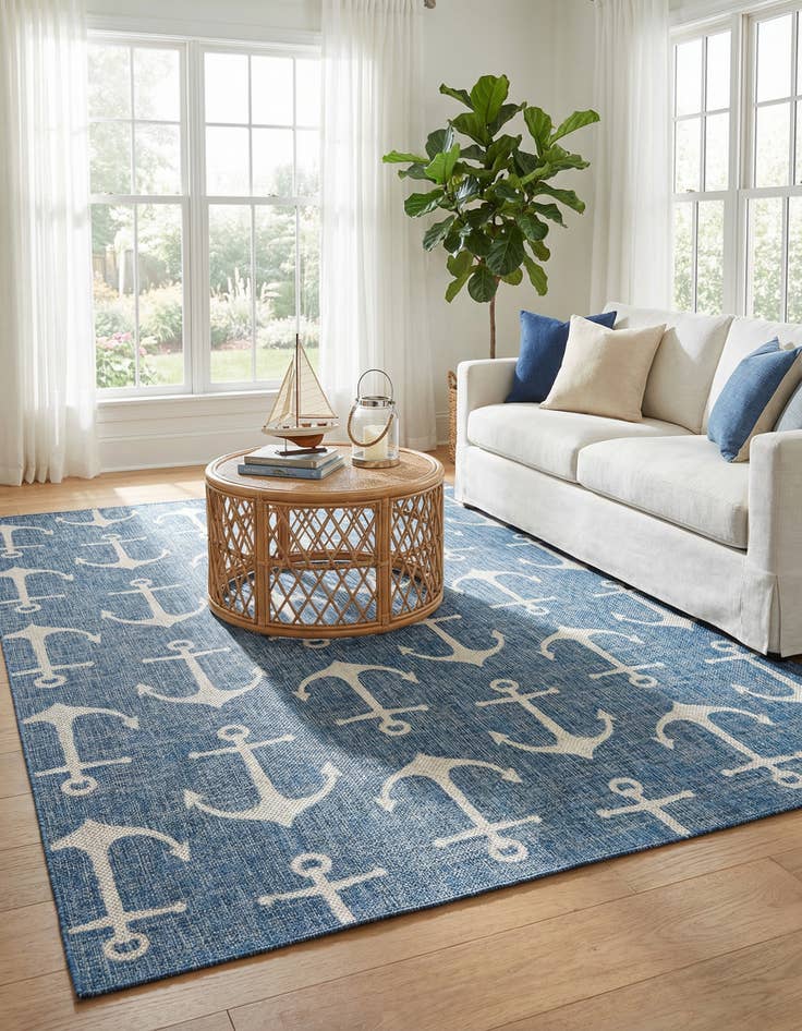 Detail image of 7' x 10'  Washable Coastal Indoor / Outdoor Rug