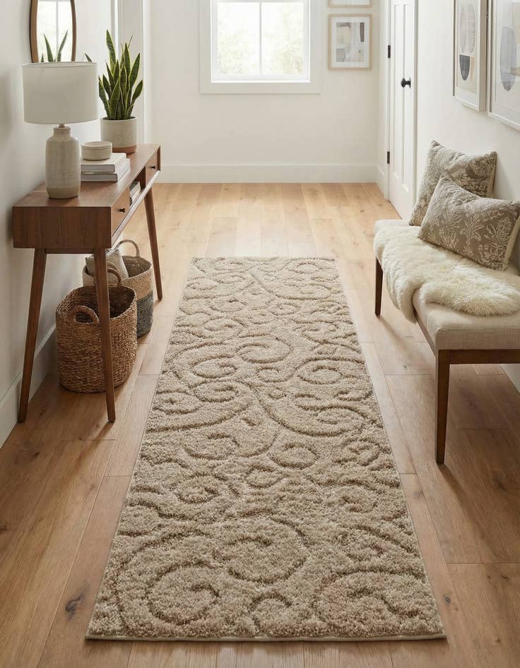 Detail image of 2' 7 x 10' Floral Shag Runner Rug