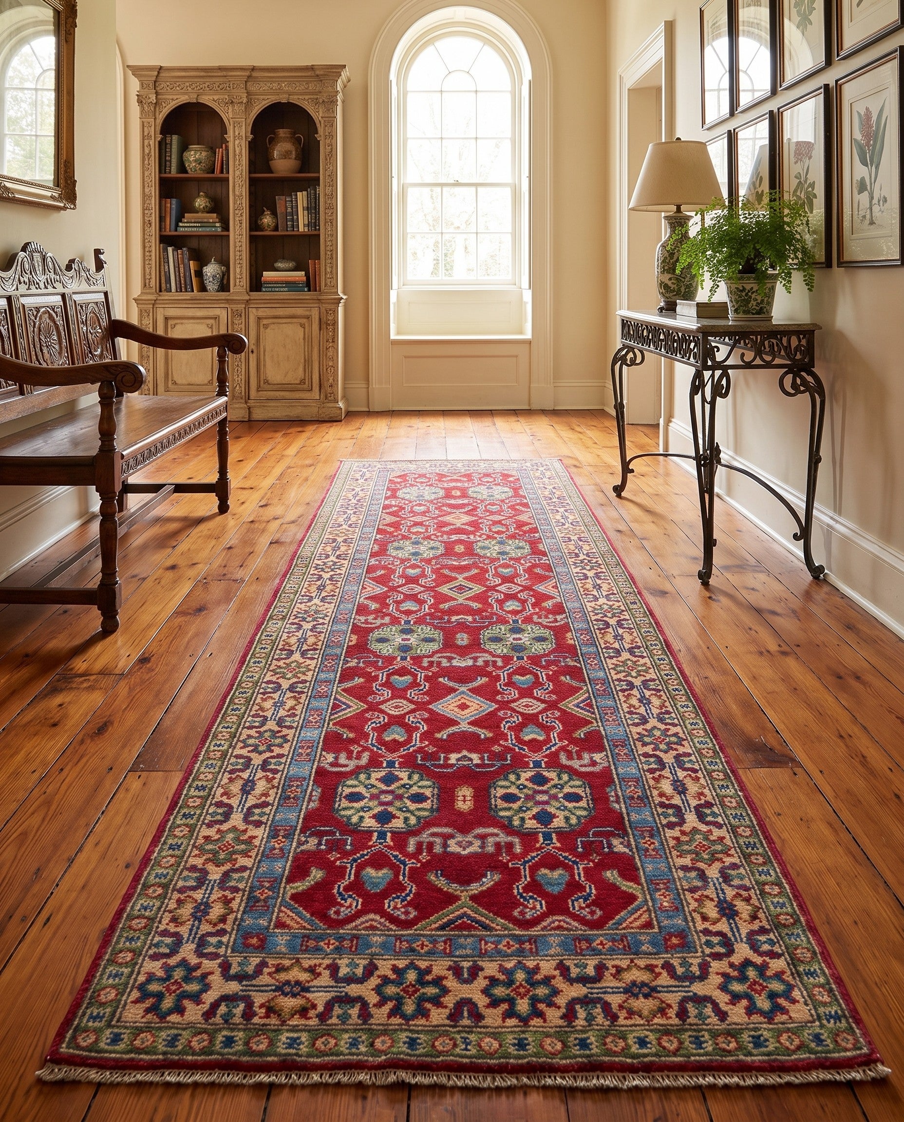 80cm x 305cm Hand Knotted Kazak Runner Rug