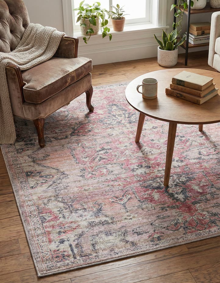 5' 3 x 5' 3 Washable Nostalgia Square Rug