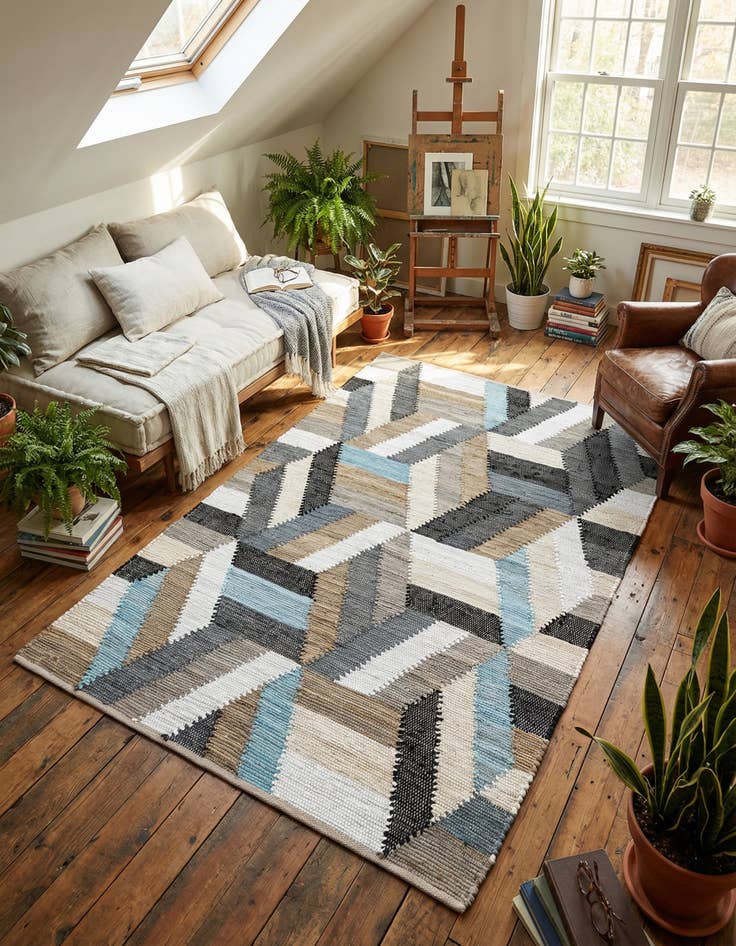 Detail image of 4' 1 x 6' 1 Hand Braided Chindi Cotton Rug