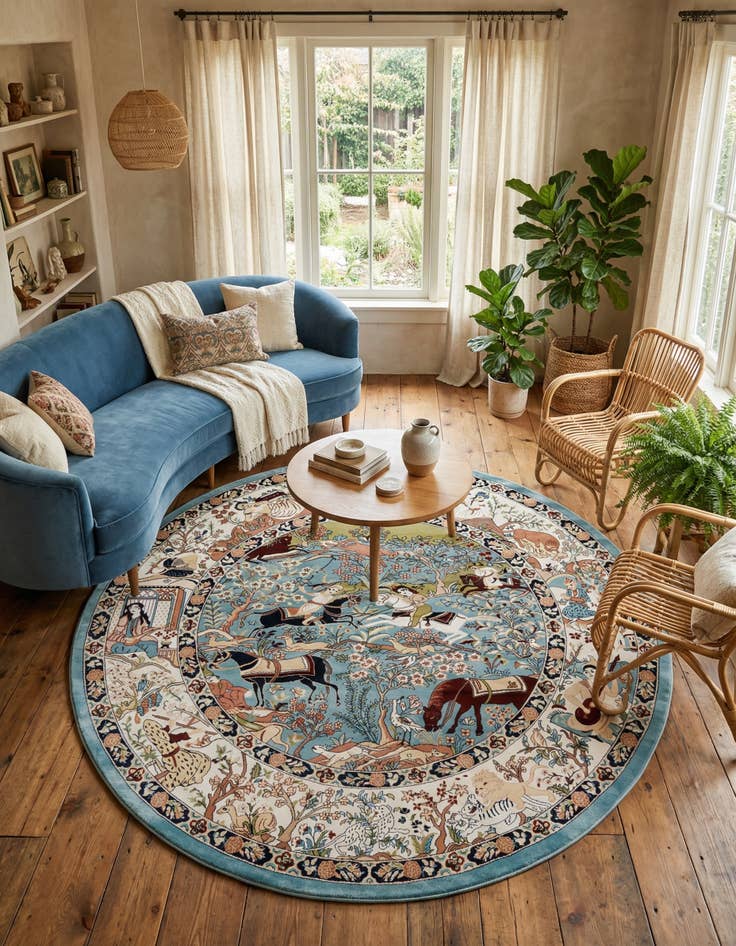 Detail image of  7' 10 x 7' 10 Nain Design Round Rug