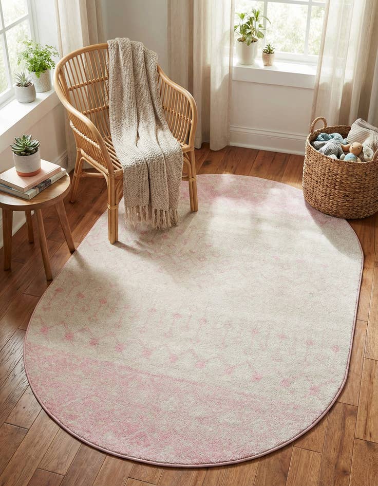 Detail image of 5' 3 x 8' Moroccan Trellis Oval Rug