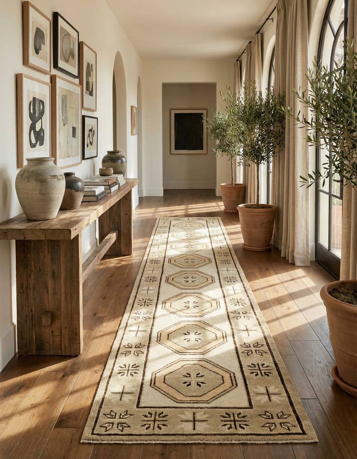 Detail image of 2' 9 x 11' Hand Knotted Oushak Wool Runner Rug