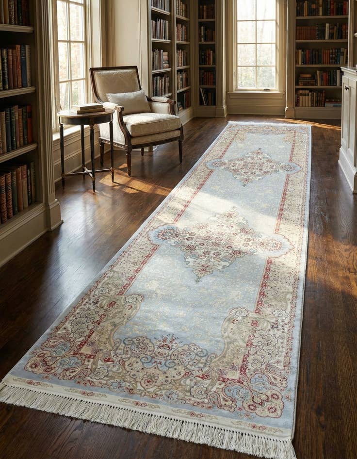 Detail image of 2' 7 x 9' 10 Qom Bamboo Silk Runner Rug