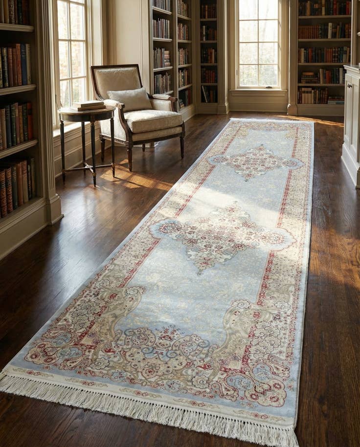 Detail image of 2' 7 x 9' 10 Qom Bamboo Silk Runner Rug