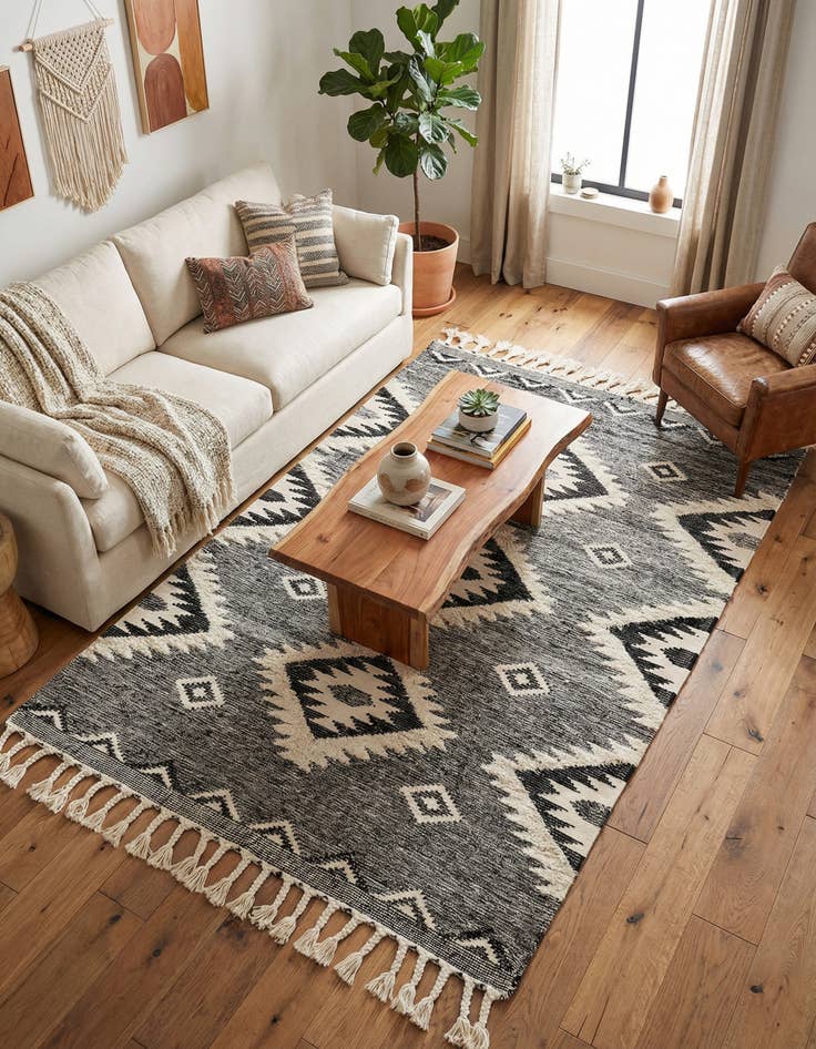 Detail image of 5' 1 x 8' Hand Woven Arizona Wool Rug