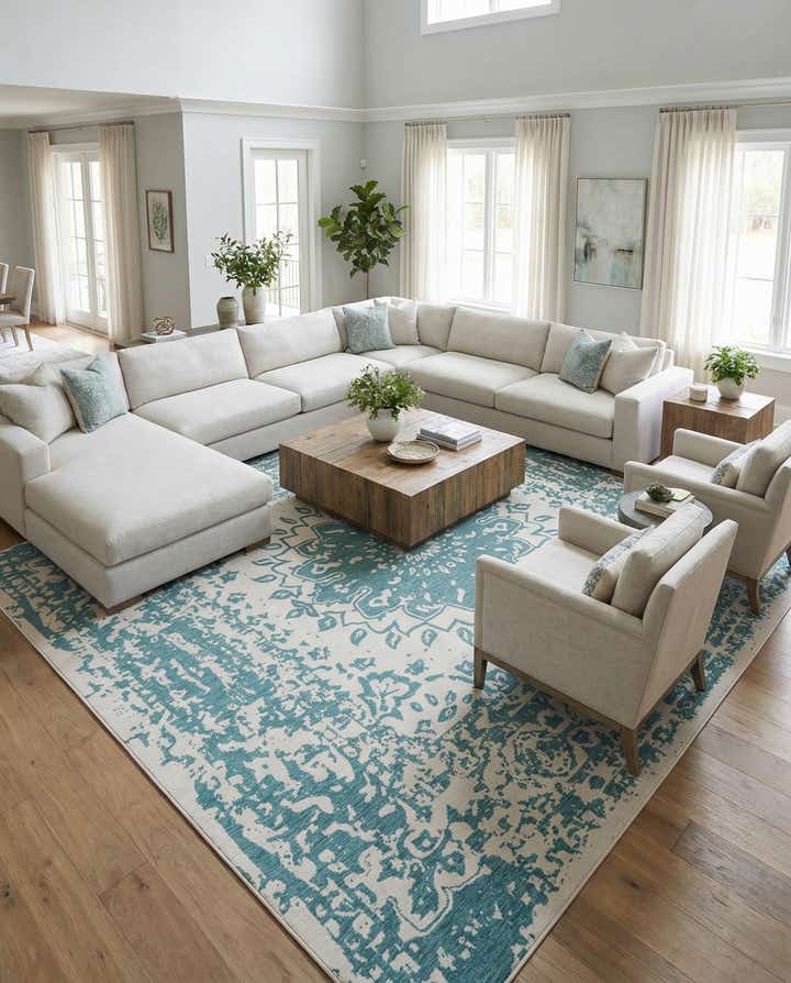 13' x 13' Easy-Clean Traditional Indoor / Outdoor Square Rug