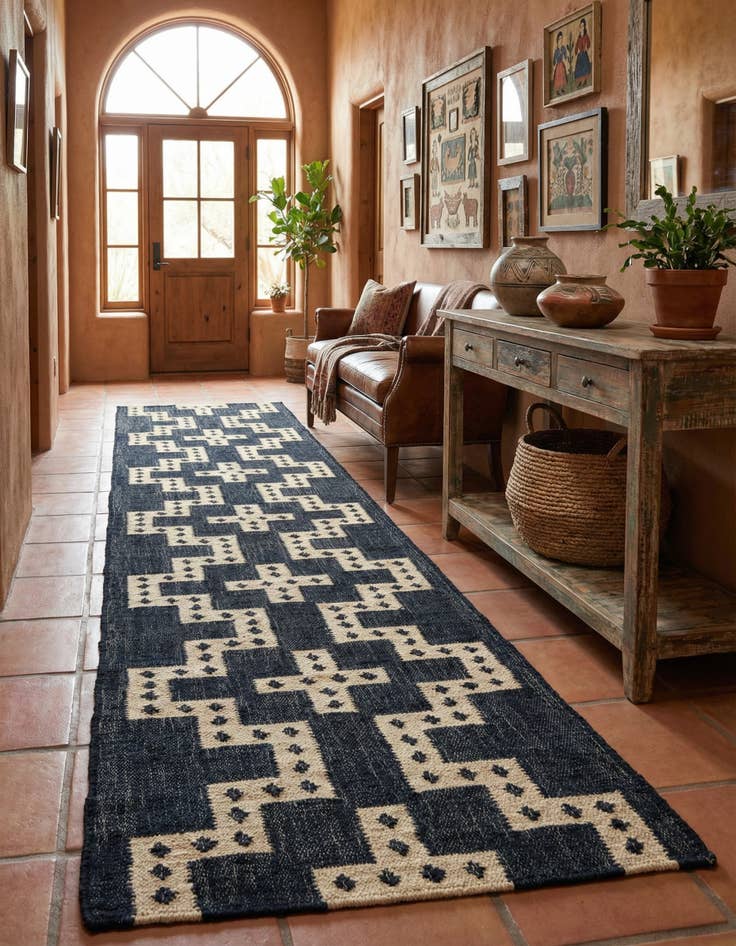 Detail image of  2' 7 x 12'  Hand Woven Kilim Wool Runner Rug