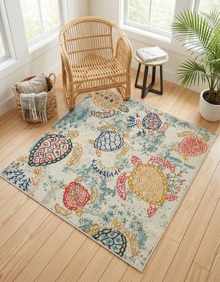 Detail image of 4' 1 x 4' 1 Washable Amalfi Square Rug