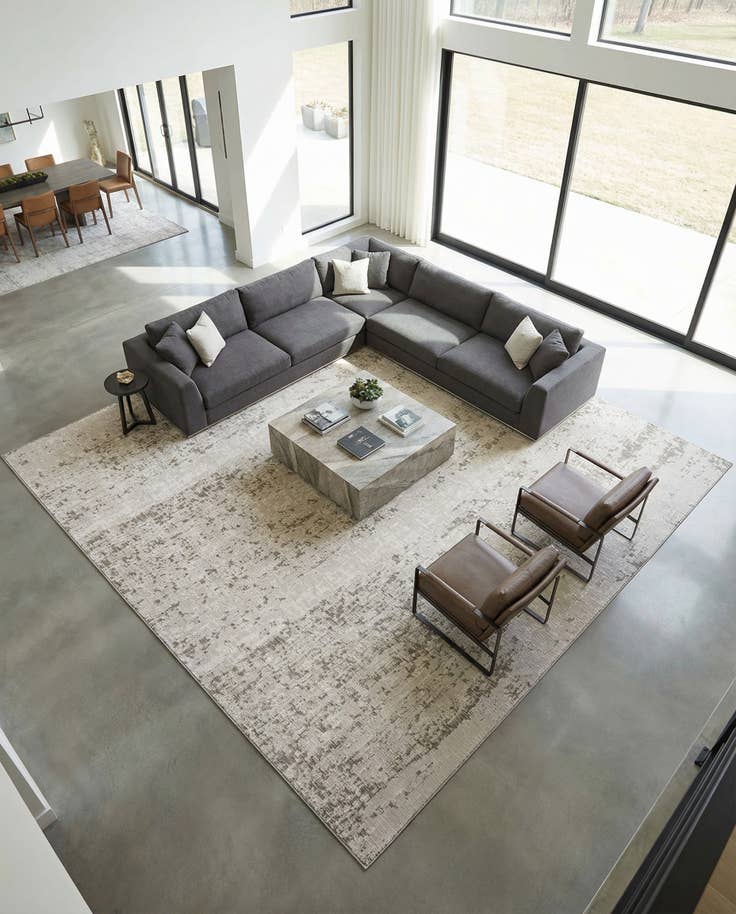 Detail image of 13' x 13' Easy-Clean Modern Indoor / Outdoor Square Rug