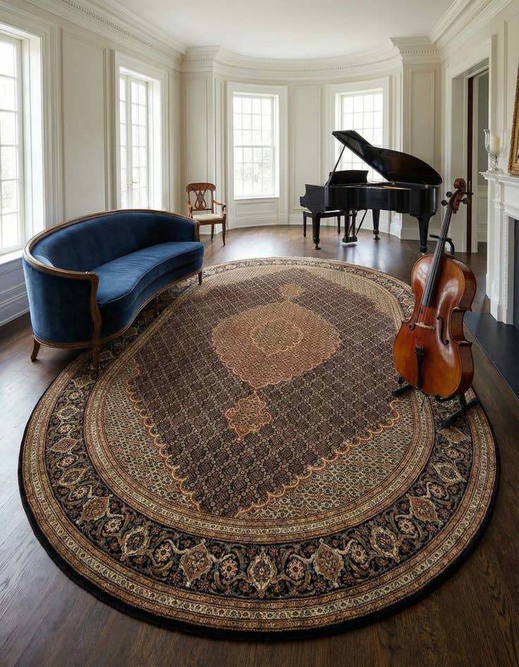 Detail image of 6' 6 x 9' 8 Tabriz Mahi Oval Rug