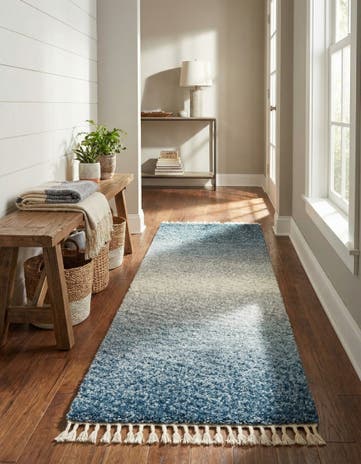Blue Athena Shag Runner Rug