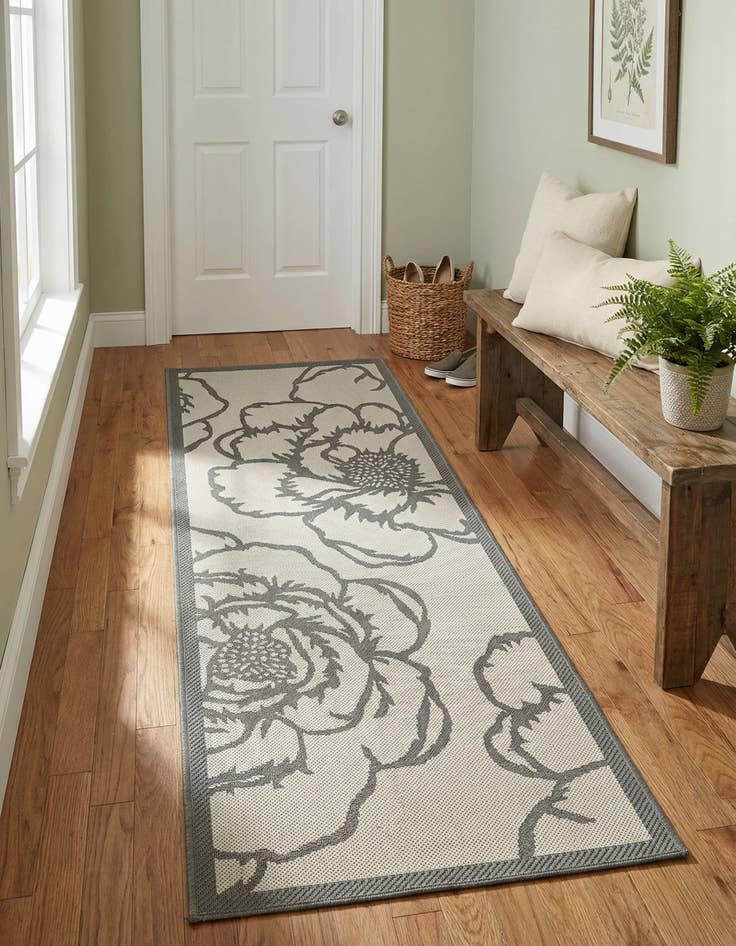 Detail image of 2' 2 x 6' Washable Botanical Indoor / Outdoor Runner Rug