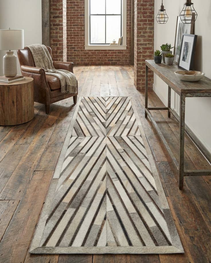 Detail image of 2' 2 x 8' Cowhide Leather Runner Rug