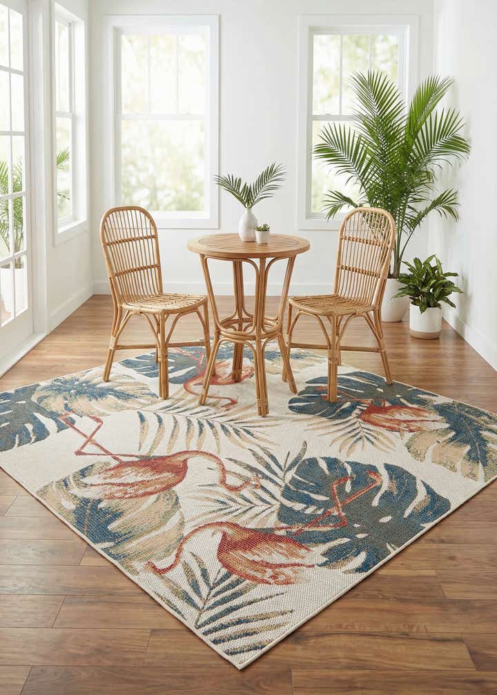 5' 3 x 5' 3 Easy-Clean Baja Indoor / Outdoor Square Rug