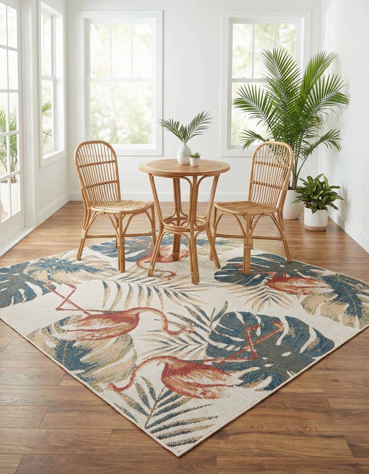 Detail image of 5' 3 x 5' 3  Washable Baja Indoor / Outdoor Square Rug