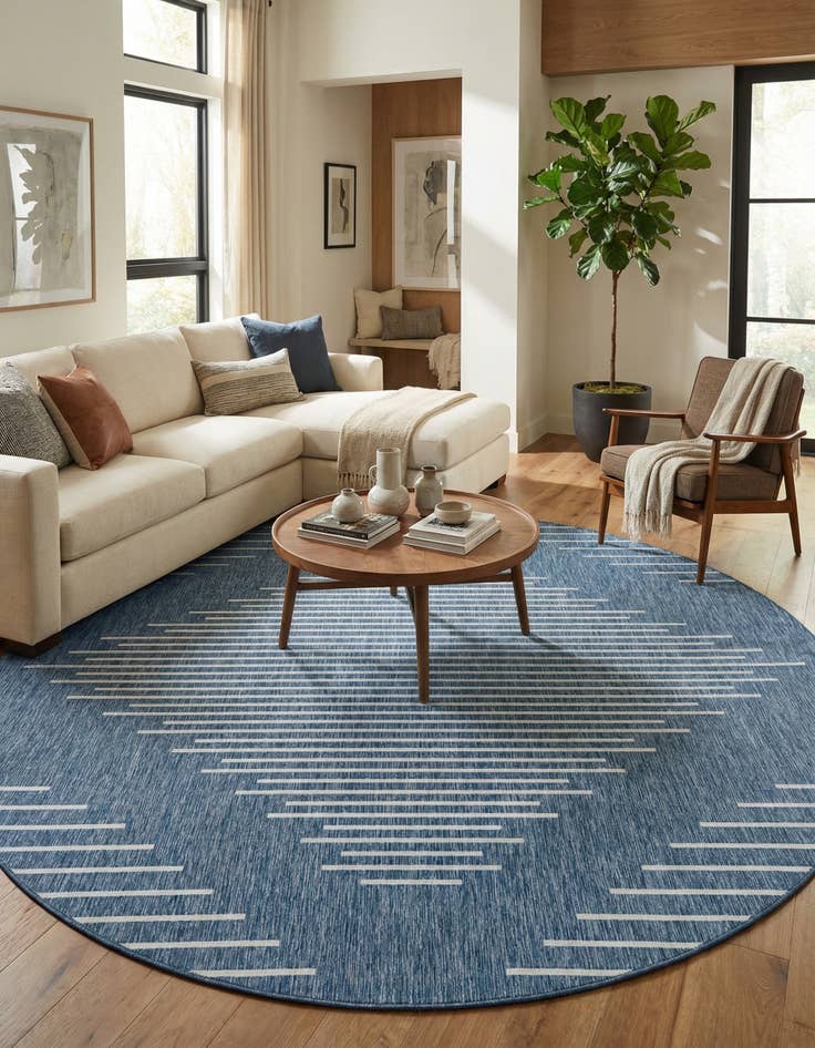 Detail image of 13' x 13'  Washable Modern Indoor / Outdoor Round Rug