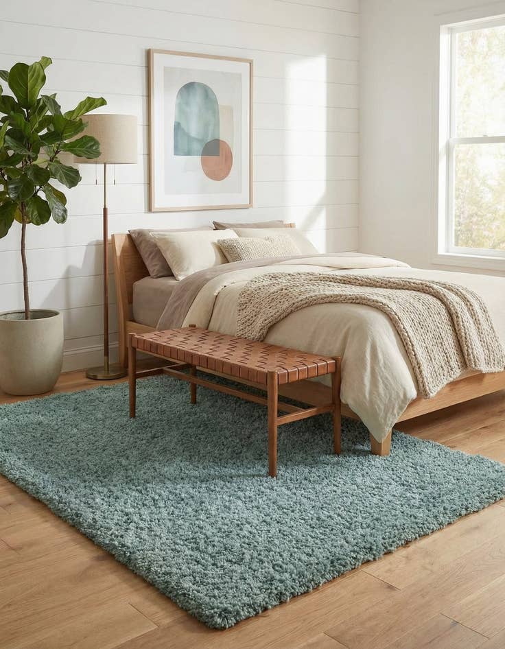 Detail image of 5' 3 x 8' Solid Shag Rug