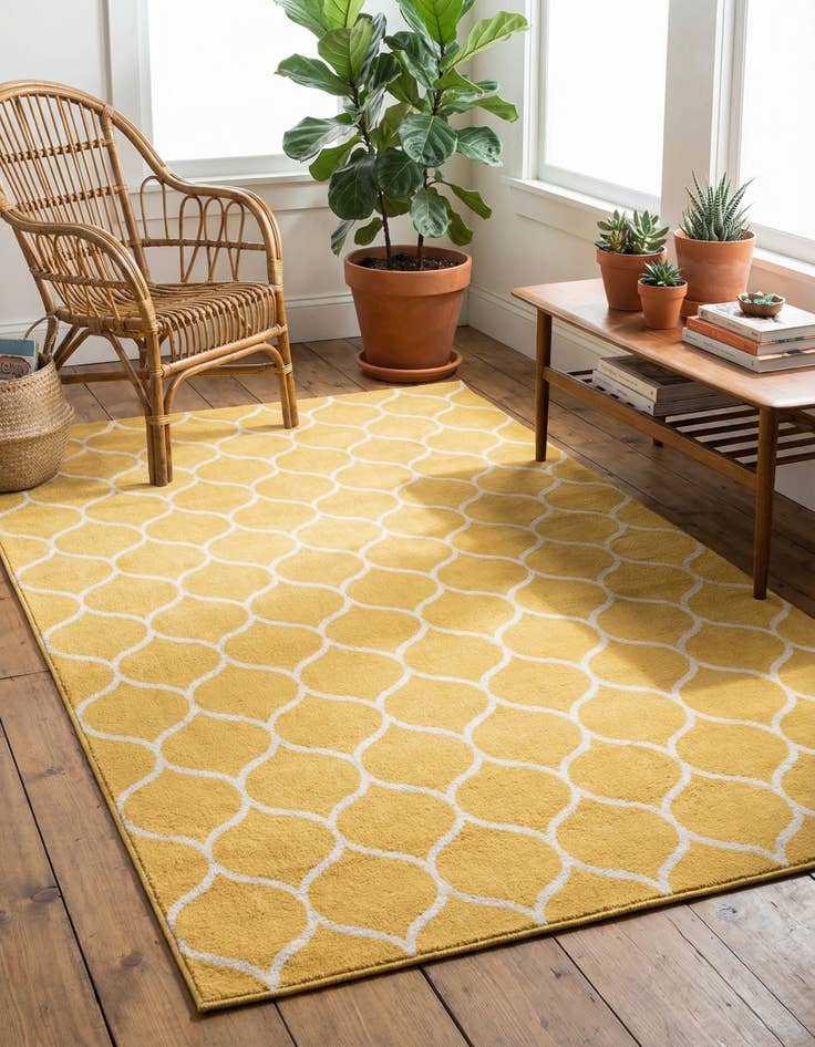 Detail image of 5' 3 x 8' Lattice Frieze Rug