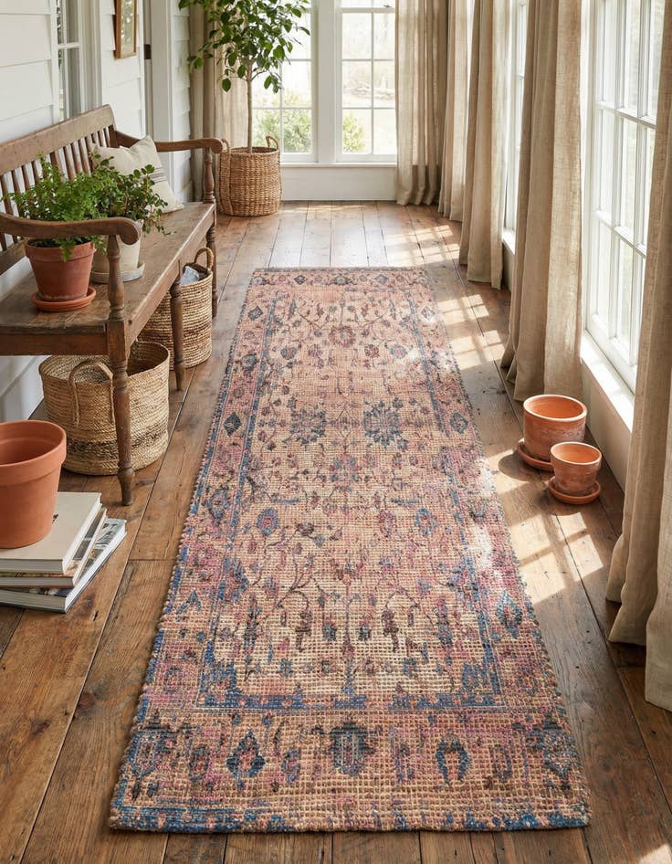 Detail image of 2' 2 x 8'  Hand Woven Chenille Jute Runner Rug